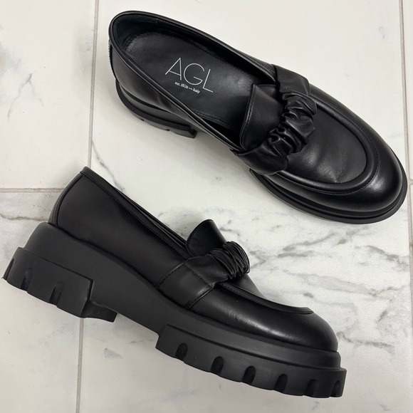 Agl Shoes - AGL Celeste Lug Sole Loafers EUR 38 Platform Chunky Leather Schoolgirl Preppy